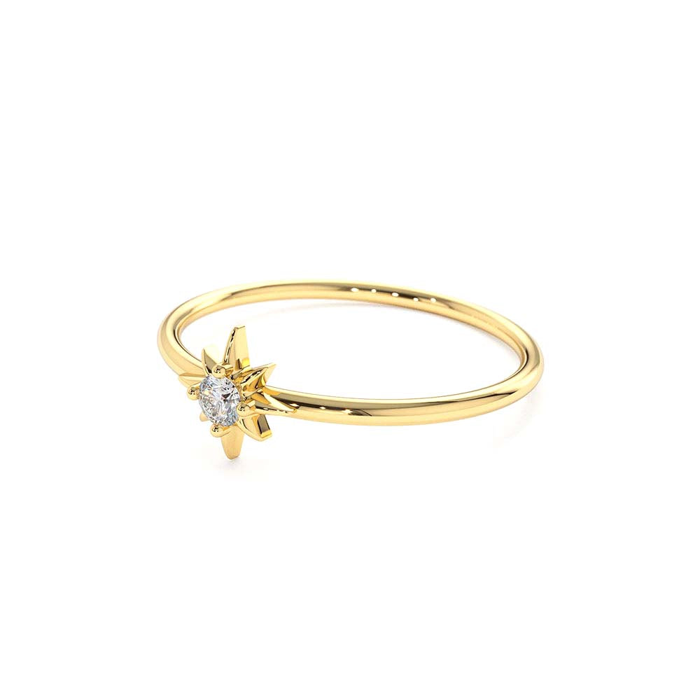 North Star Stacking Diamond Ring in 14K Gold — view 2