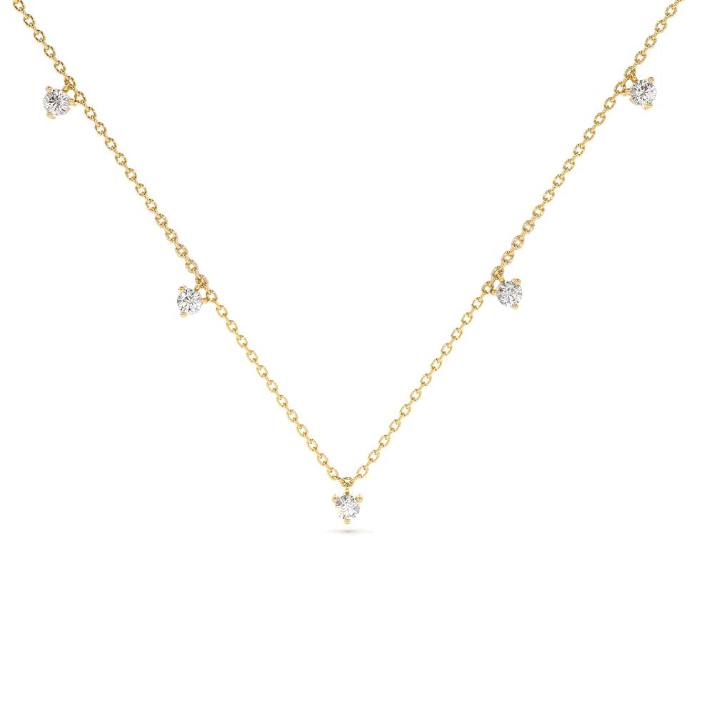 Dangling Diamond Solitaire Necklace in 14K Gold — view 1