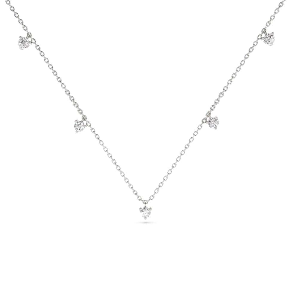 Dangling Diamond Solitaire Necklace in 14K Gold — view 3