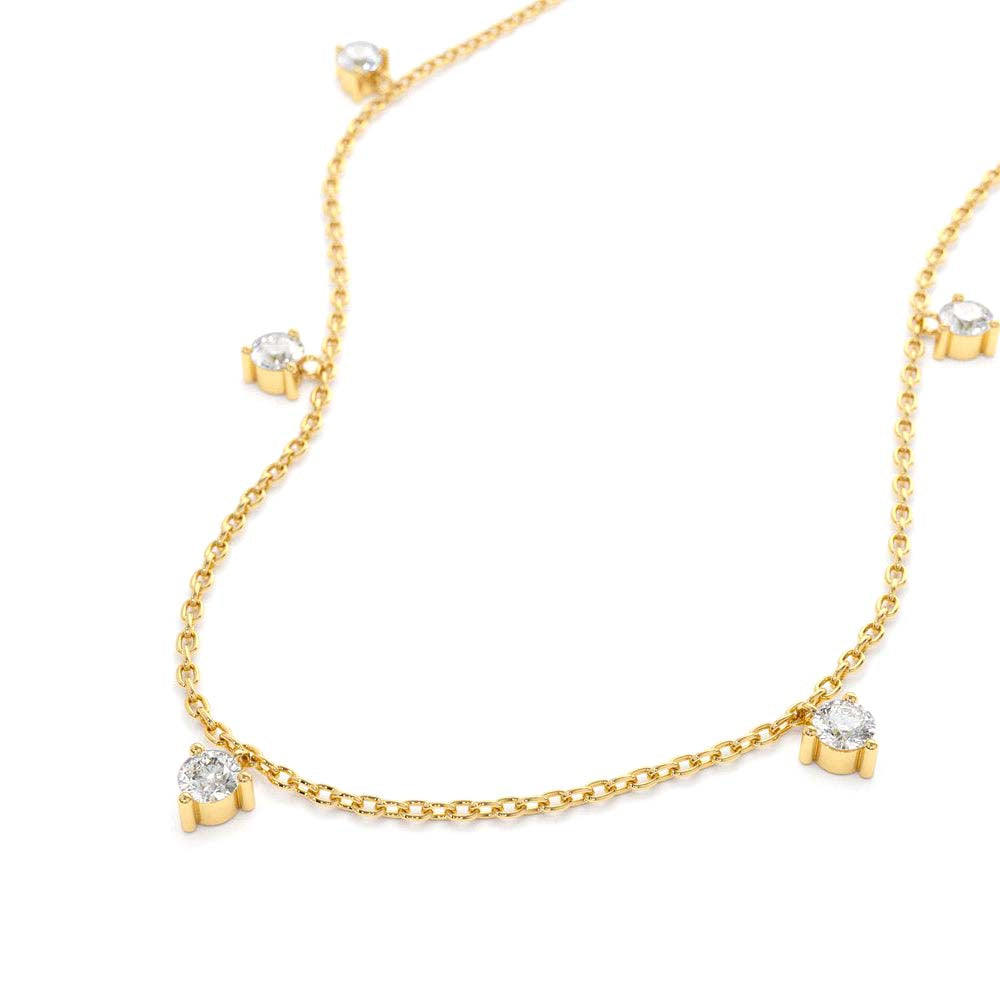 Dangling Diamond Solitaire Necklace in 14K Gold — view 2