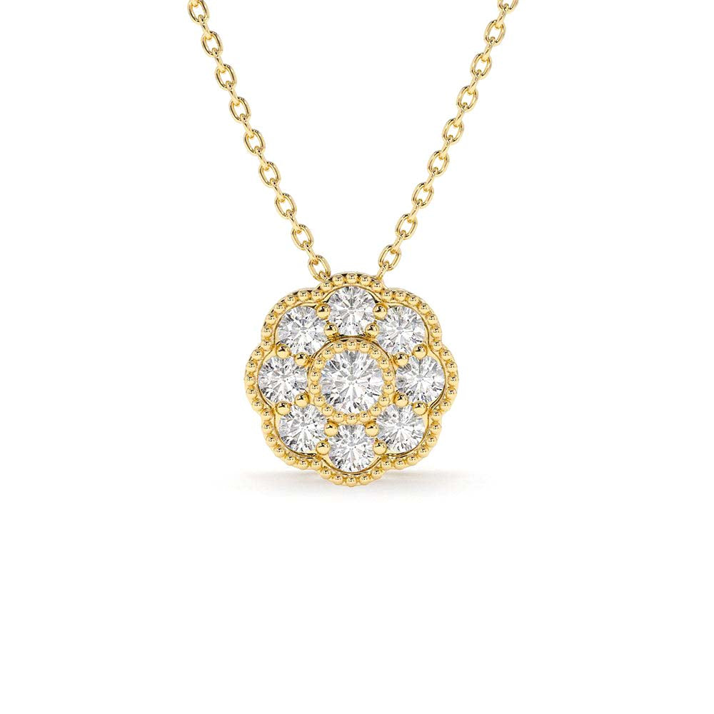 Floral Diamond Pendant in 14K Gold — view 1