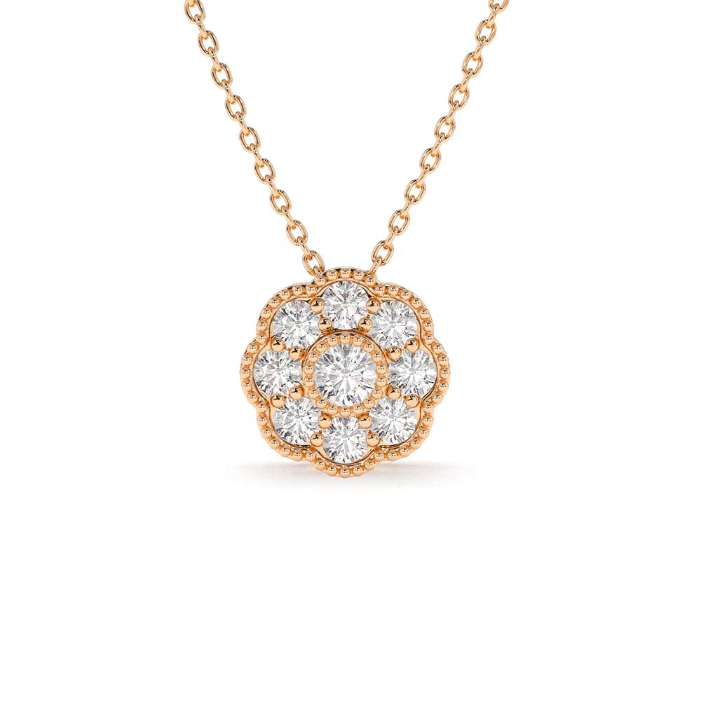 Floral Diamond Pendant in 14K Gold — view 4