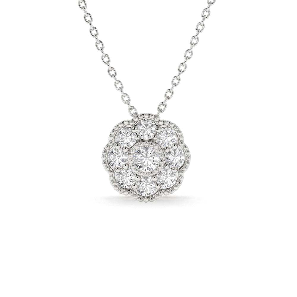 Floral Diamond Pendant in 14K Gold — view 3