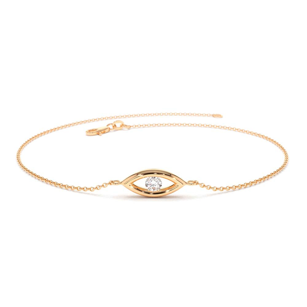 Channel Setting Diamond Evil Eye Bracelet in 14K Gold — view 5