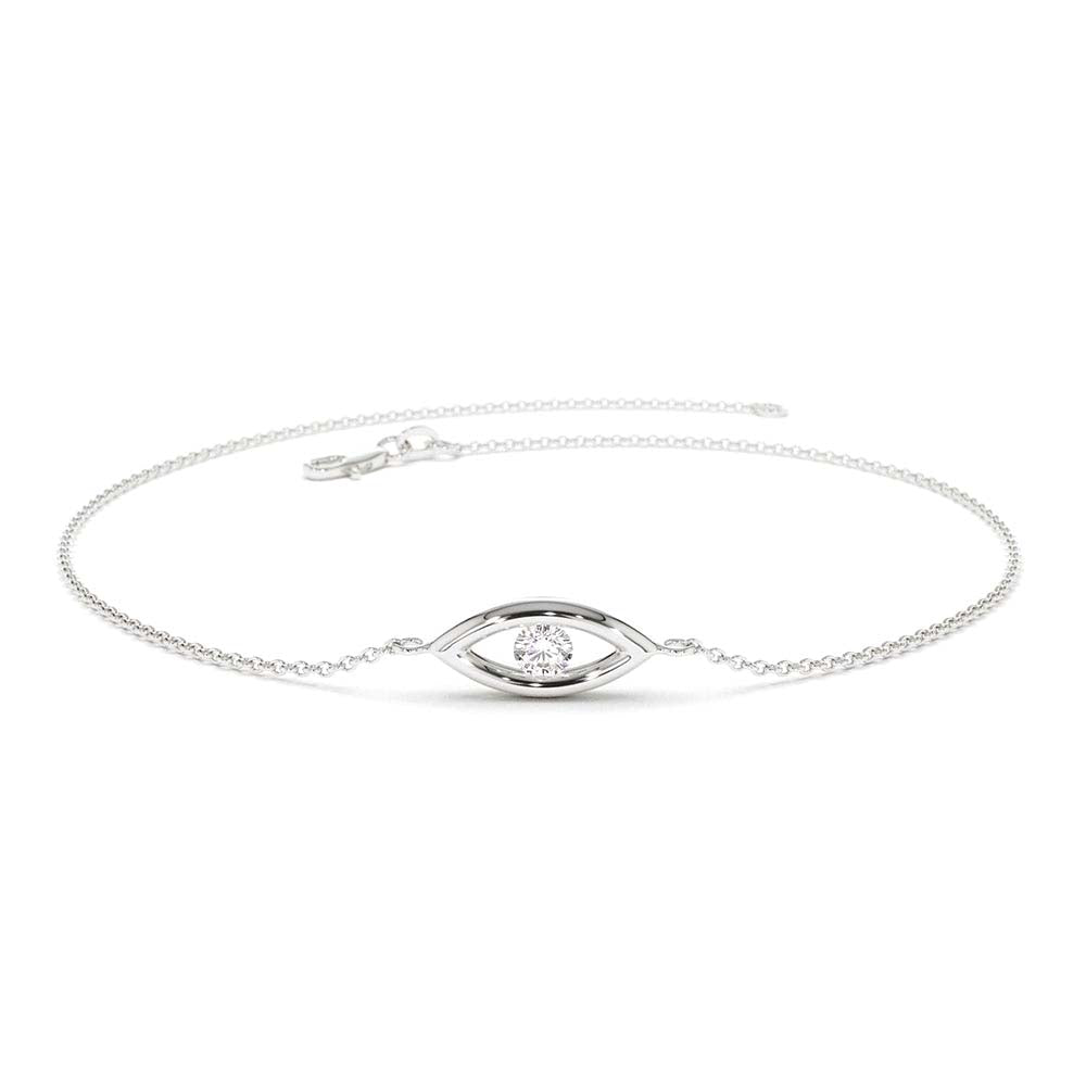 Channel Setting Diamond Evil Eye Bracelet in 14K Gold — view 4