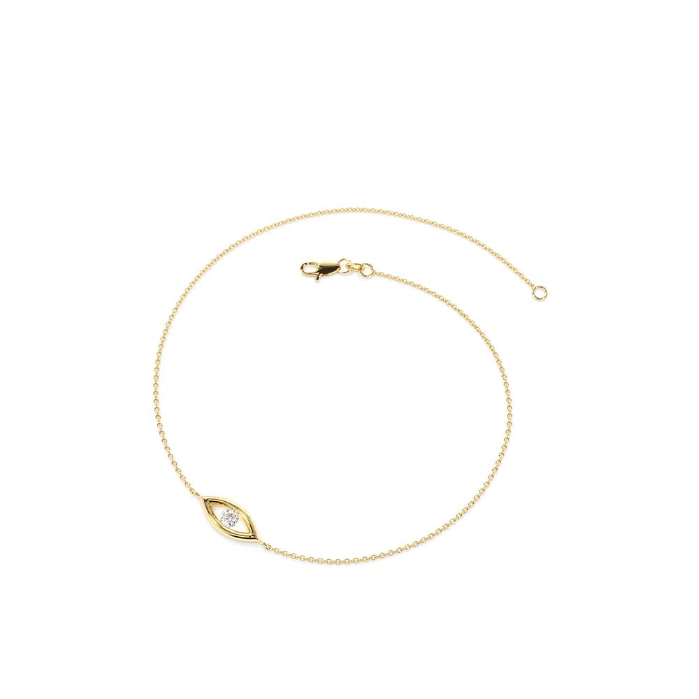 Channel Setting Diamond Evil Eye Bracelet in 14K Gold — view 2