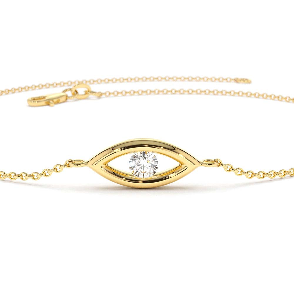 Channel Setting Diamond Evil Eye Bracelet in 14K Gold — view 3