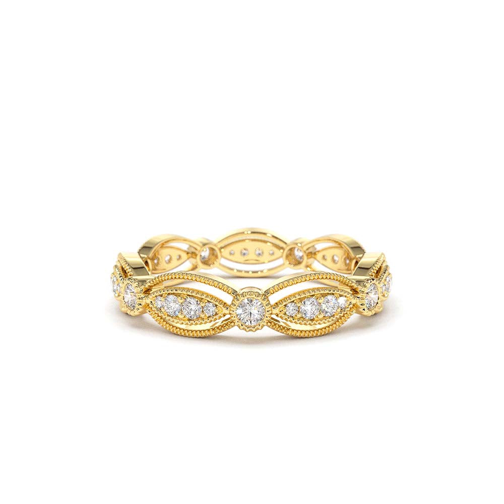 Vintage Art Deco Diamond Eternity Wedding Ring in 14K Gold — view 1