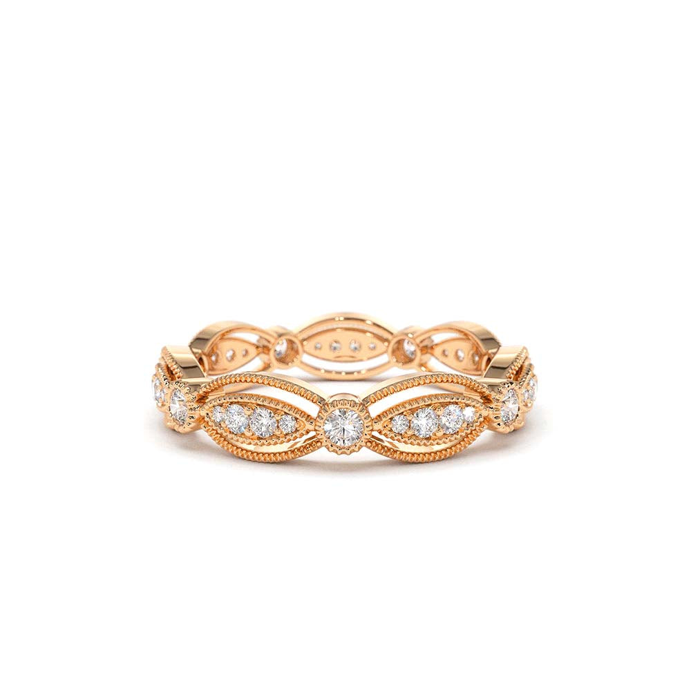 Vintage Art Deco Diamond Eternity Wedding Ring in 14K Gold — view 4