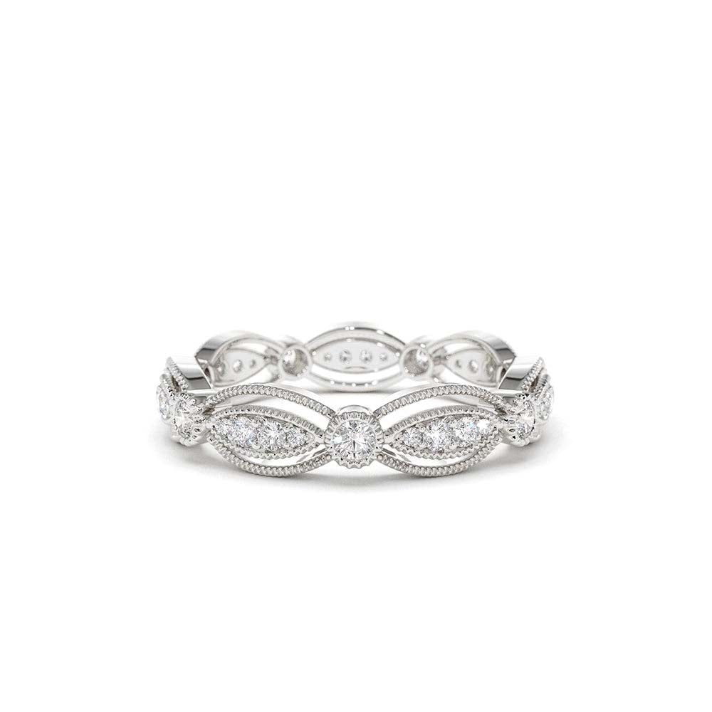 Vintage Art Deco Diamond Eternity Wedding Ring in 14K Gold — view 3