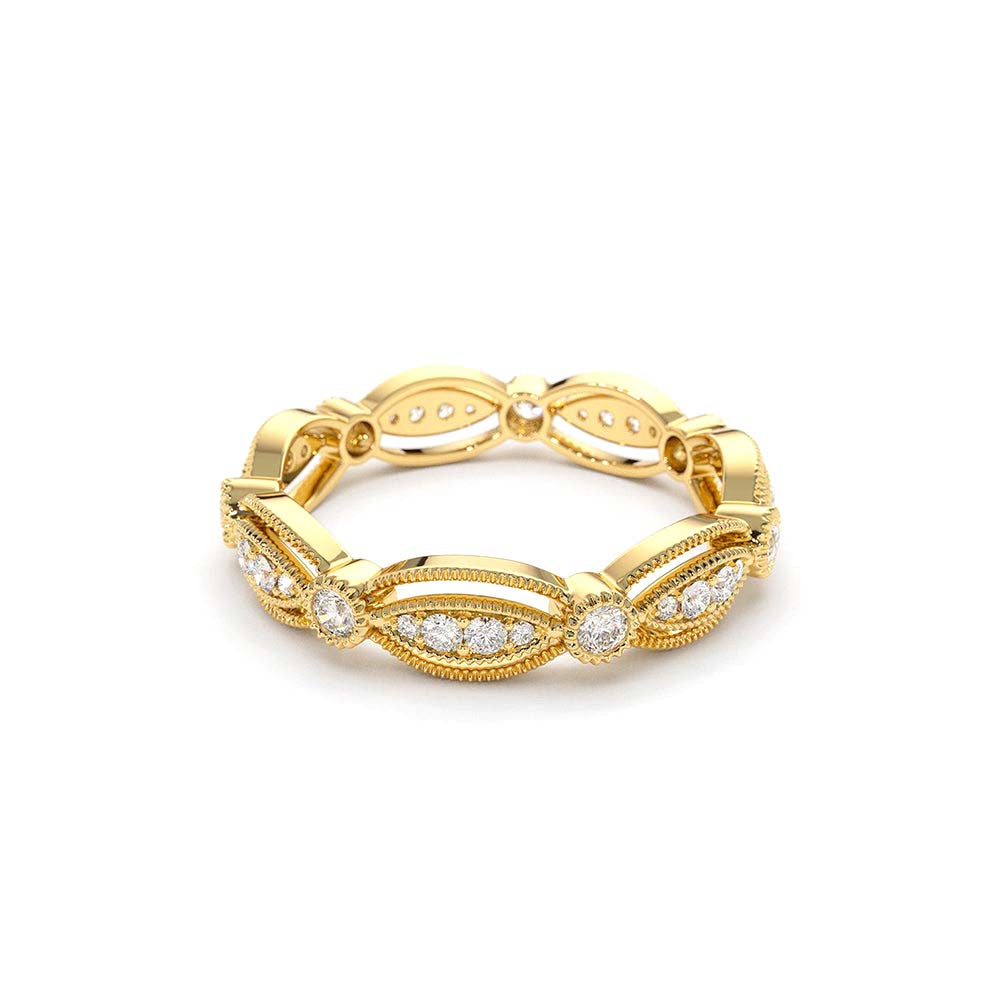 Vintage Art Deco Diamond Eternity Wedding Ring in 14K Gold — view 2