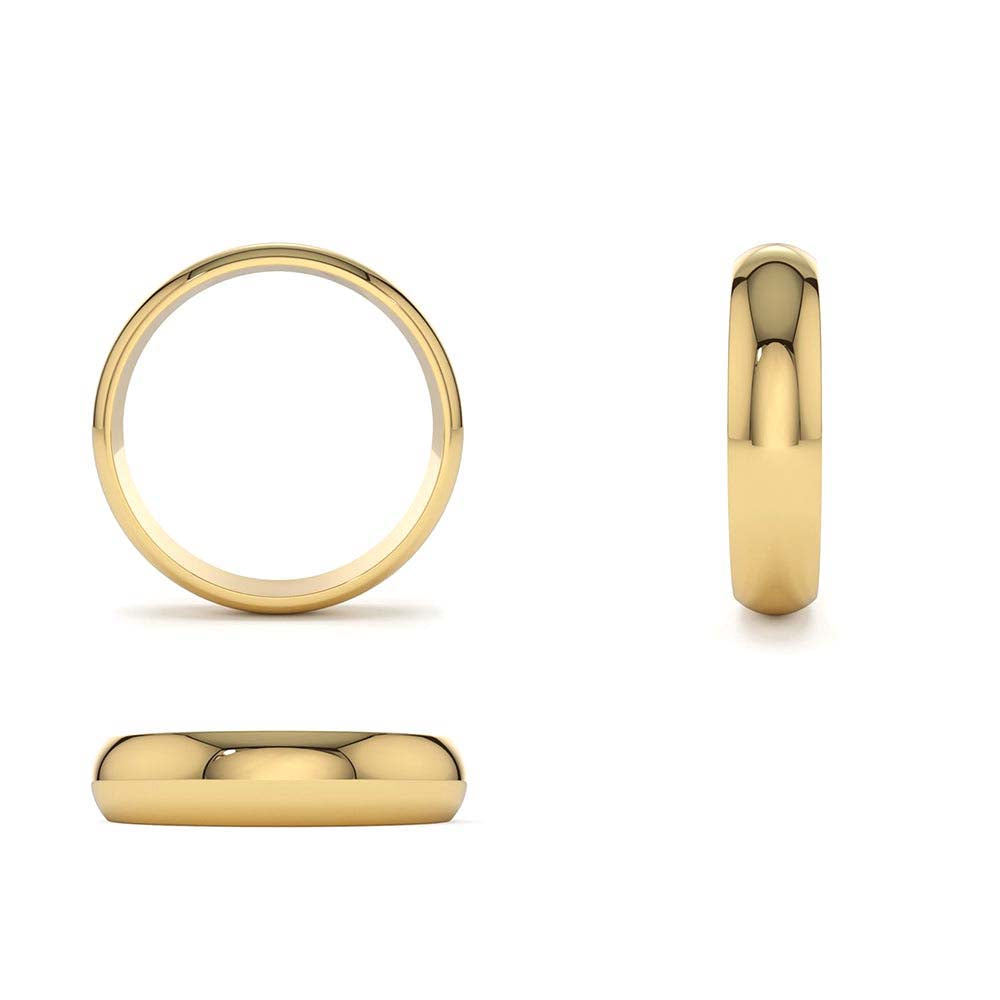Classic Dome 4MM Unisex Wedding Ring in 14K Gold — view 2