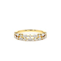 Double Row Alternating Marquise Round Diamond Ring in 14K Gold — view 1