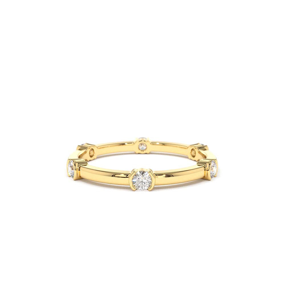 Stackable Half Bezel Diamond Eternity Ring in 14K Gold — view 1