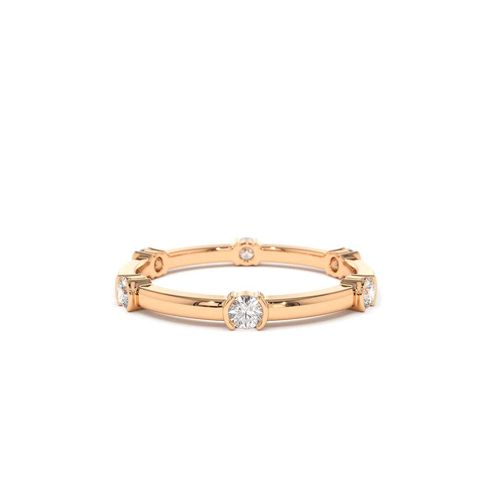 Stackable Half Bezel Diamond Eternity Ring in 14K Gold — view 4