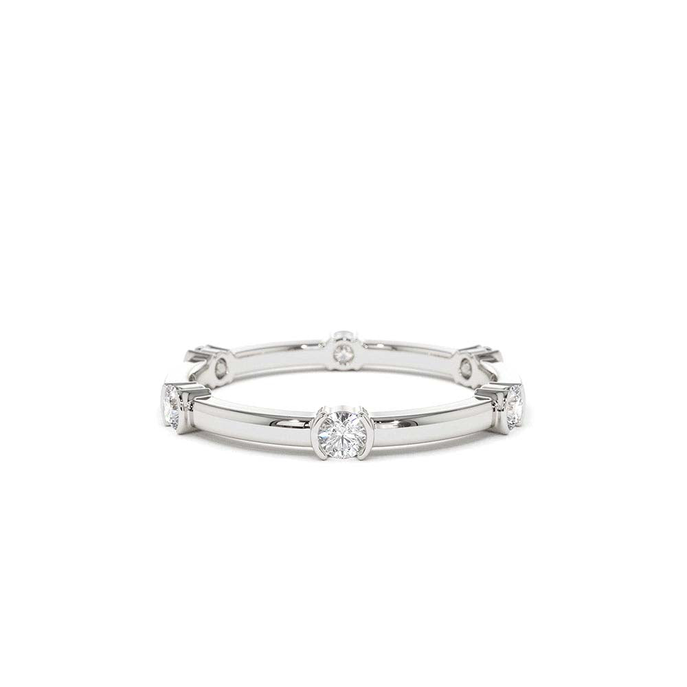 Stackable Half Bezel Diamond Eternity Ring in 14K Gold — view 3
