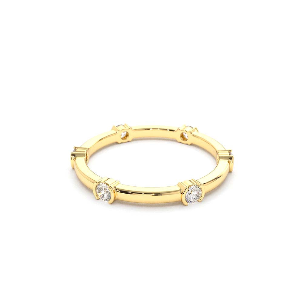 Stackable Half Bezel Diamond Eternity Ring in 14K Gold — view 2