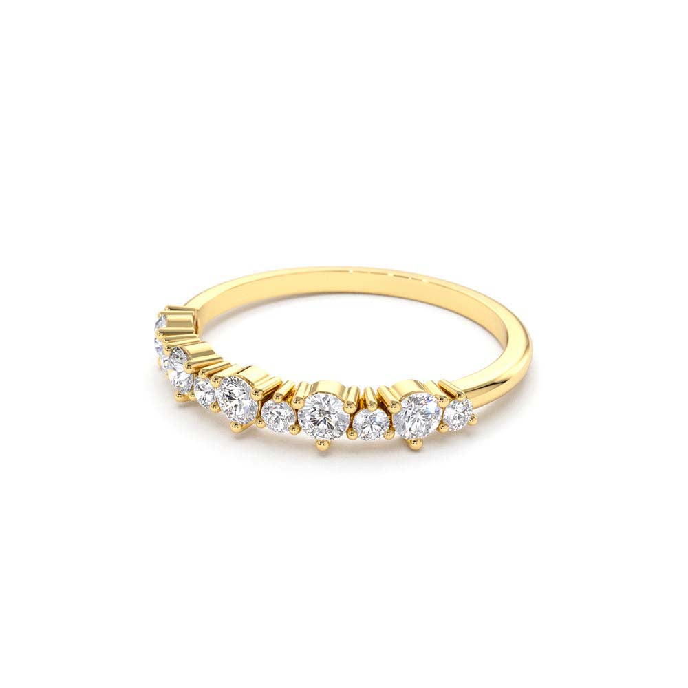Round Diamond Unique Wedding Ring in 14K Gold — view 2