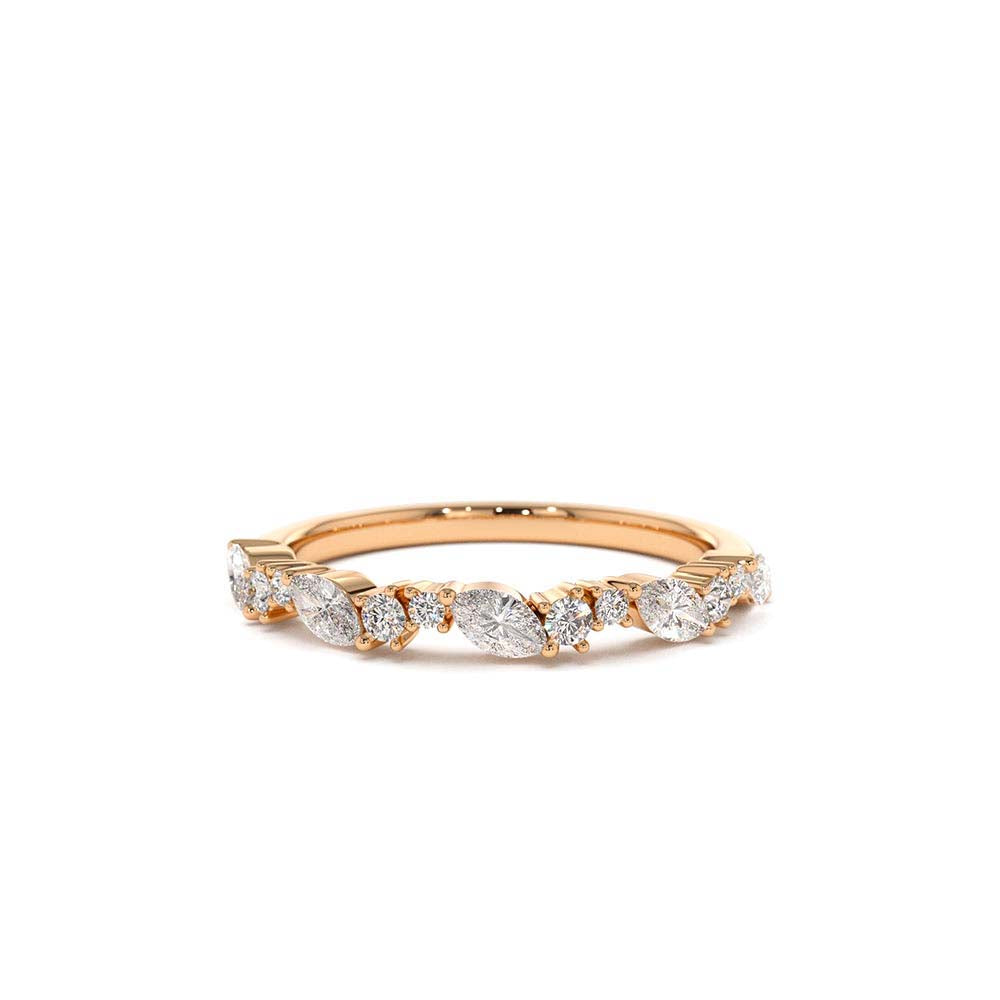 Marquise Cluster Stackable Wedding Ring in 14K Gold — view 5