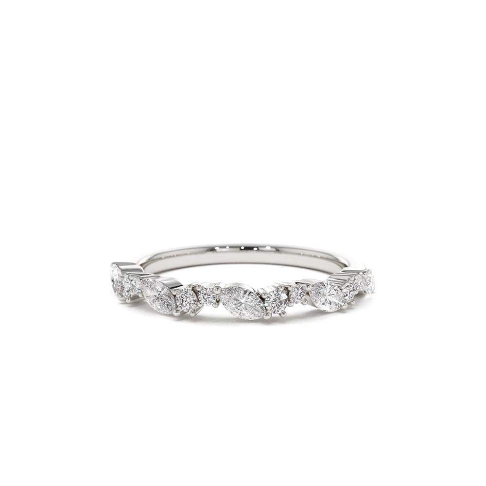 Marquise Cluster Stackable Wedding Ring in 14K Gold — view 4