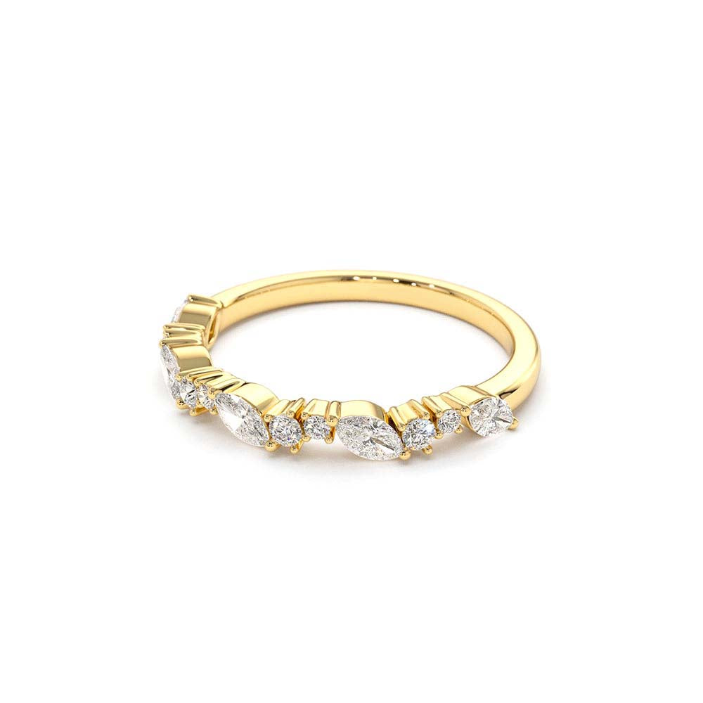 Marquise Cluster Stackable Wedding Ring in 14K Gold — view 2