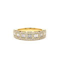 Unique Baguette and Round Diamond Anniversary Ring in 14K Gold — view 1