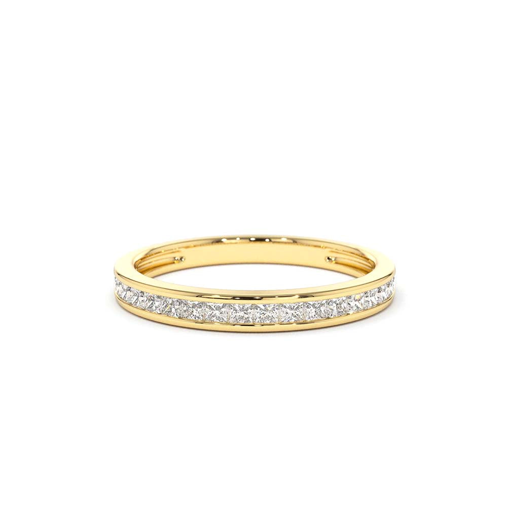 Channel Setting Princess Cut Half Eternity Diamond Ring in 14K Gold — view 1