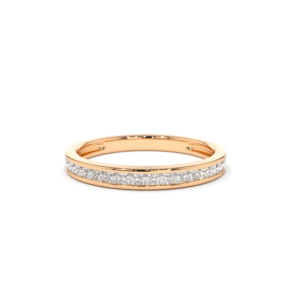 Channel Setting Princess Cut Half Eternity Diamond Ring in 14K Gold — view 4