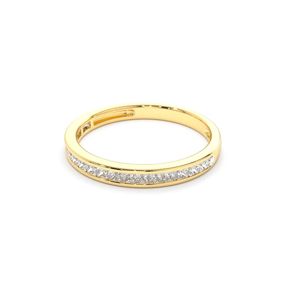 Channel Setting Princess Cut Half Eternity Diamond Ring in 14K Gold — view 2