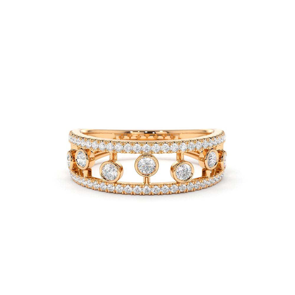 Double Row Pave Ring w/ Floating Diamonds in 14K Gold — view 4