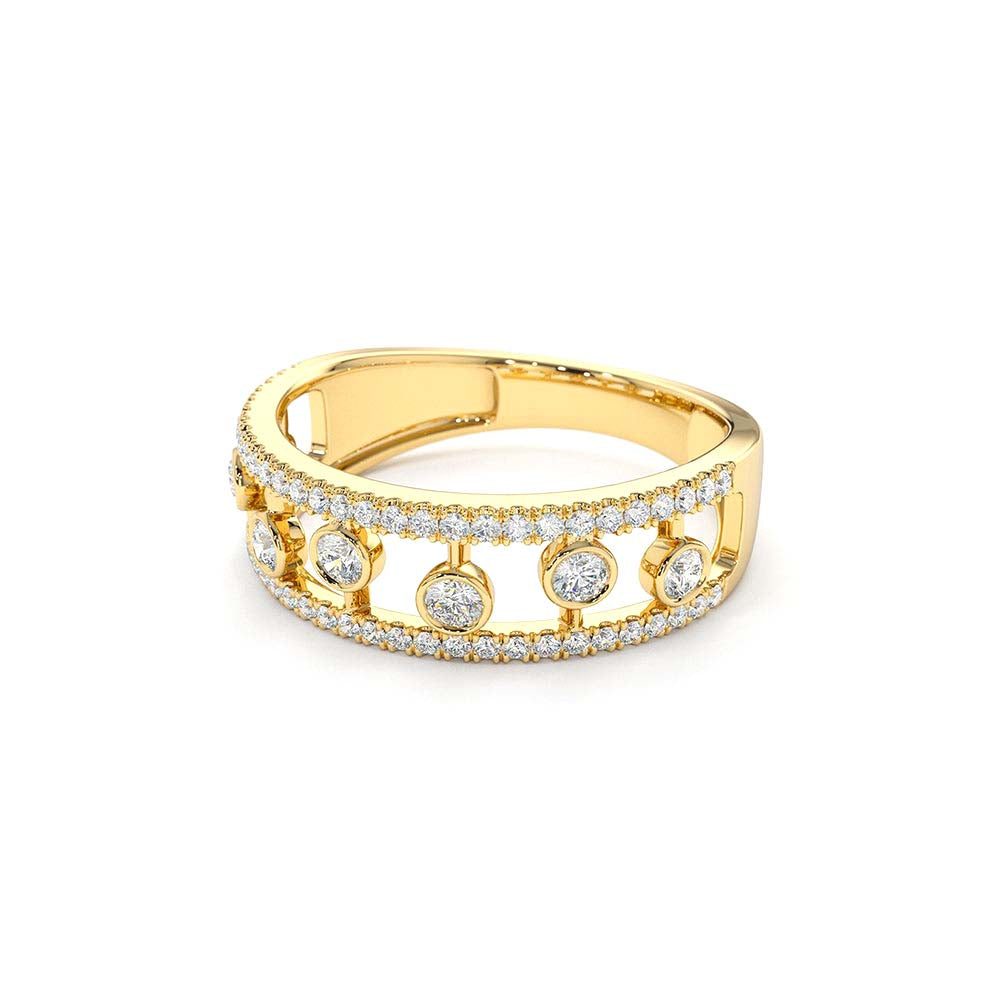 Double Row Pave Ring w/ Floating Diamonds in 14K Gold — view 2