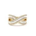 Baguette Diamond Crossover Ring in 14K Gold — view 1