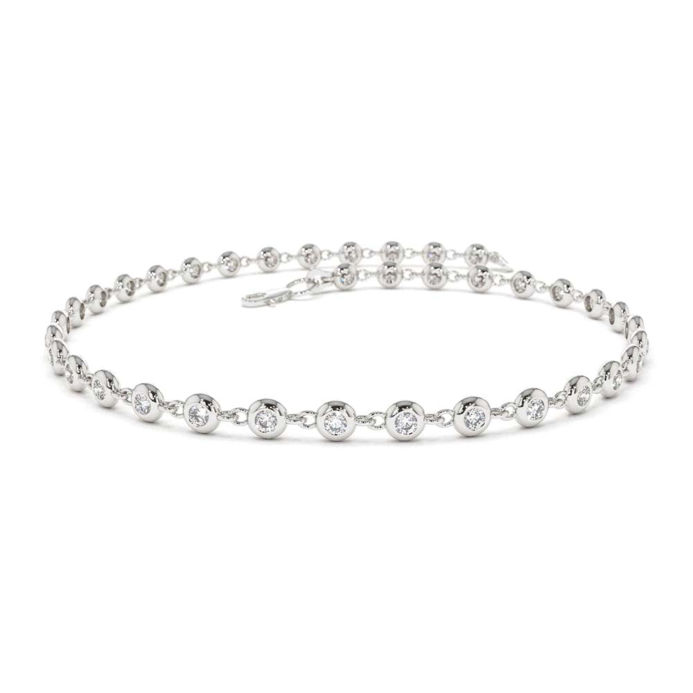 Bezel Setting Diamond Tennis Bracelet in 14K Gold — view 2