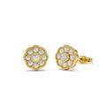 Floral Design Diamond Studs in 14K Gold — view 1