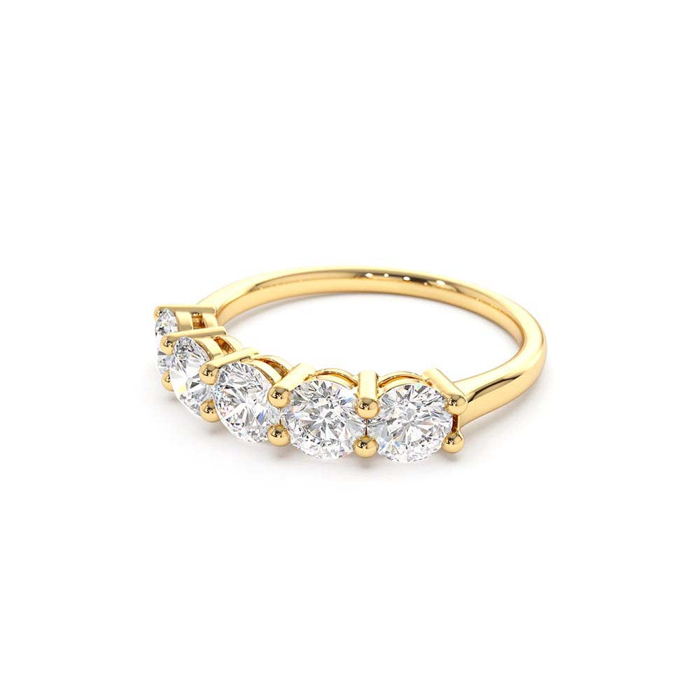 Five Stone 1ctw Wire Basket Diamond Ring in 14K Gold — view 2