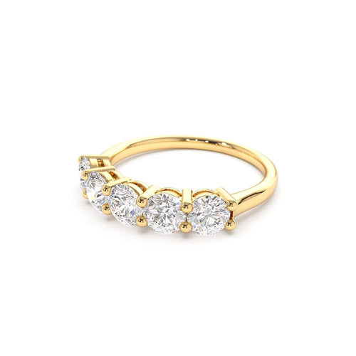 Five Stone 1ctw Wire Basket Diamond Ring in 14K Gold — view 2