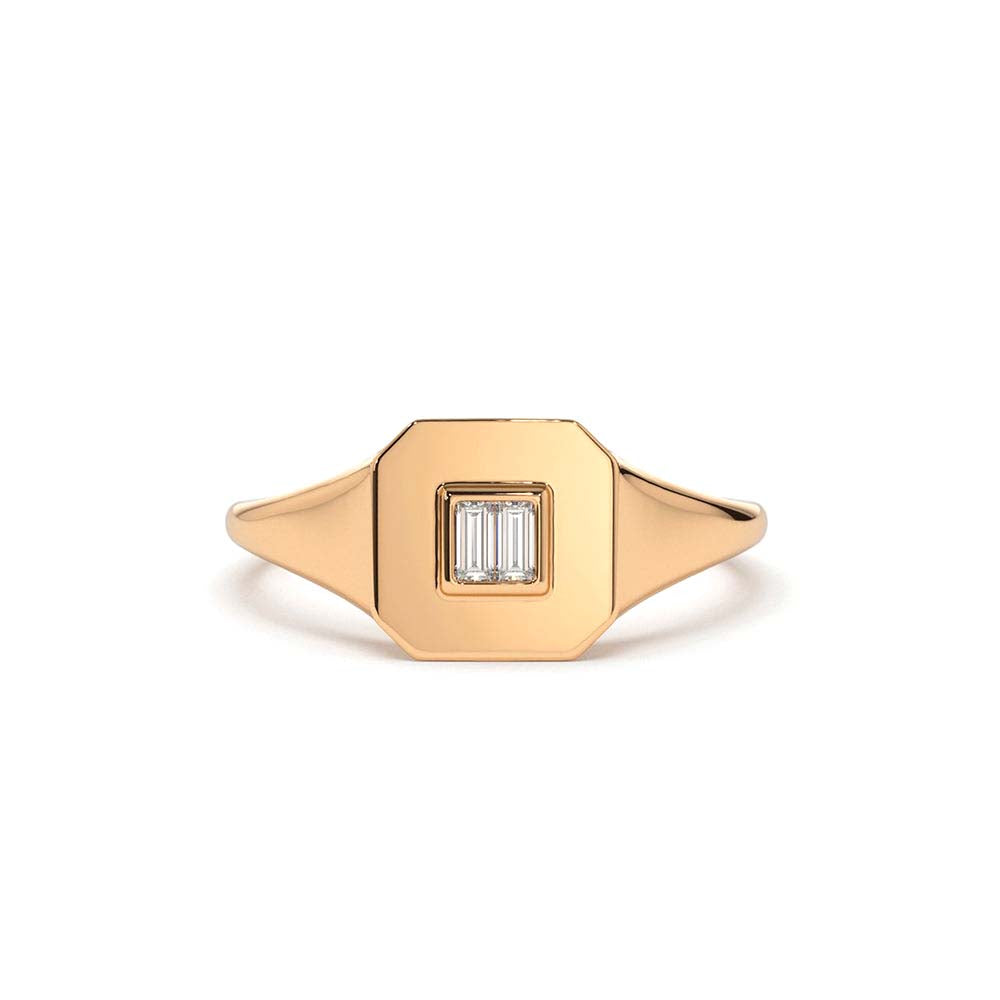 Baguette Diamond Pinky Ring in 14K Gold — view 6