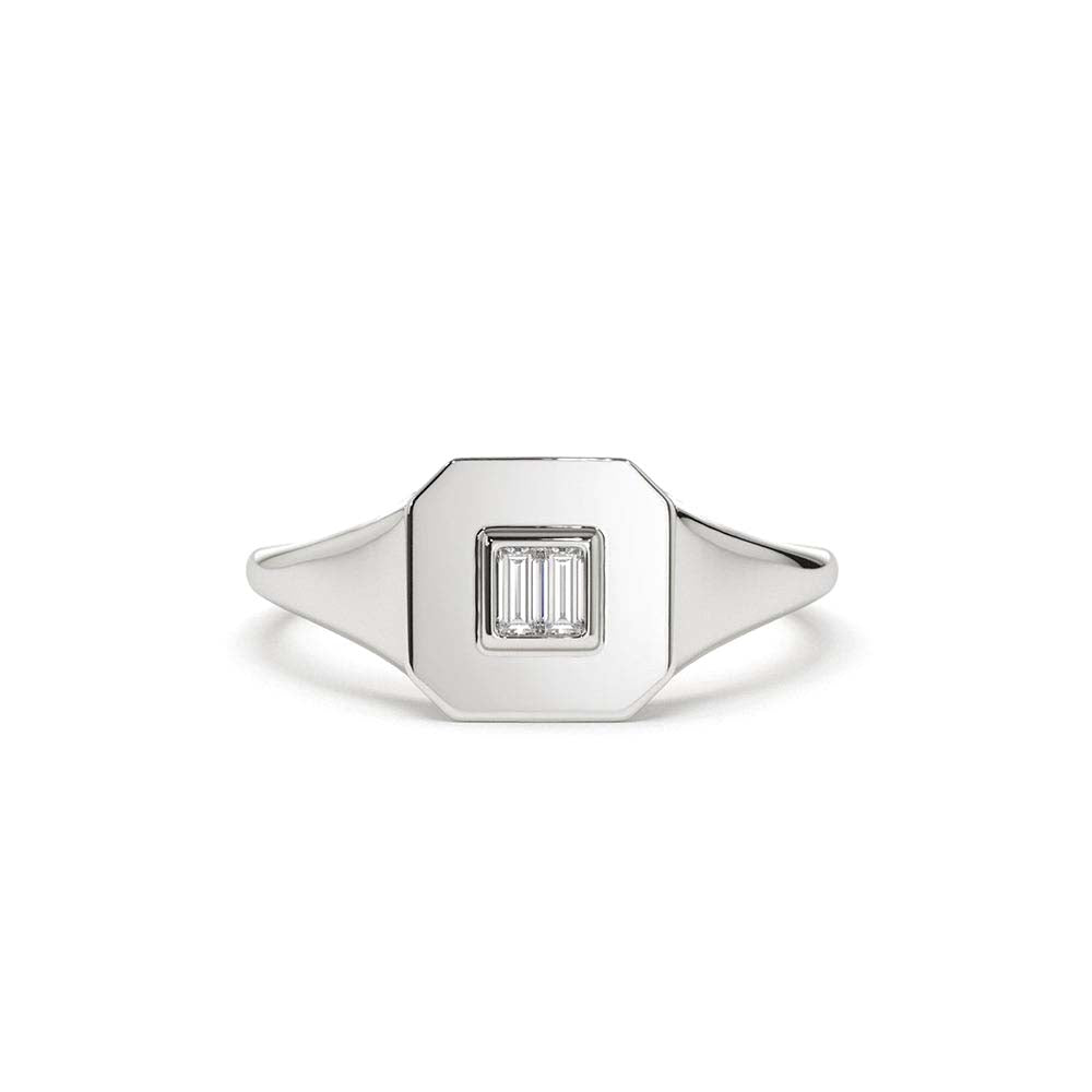 Baguette Diamond Pinky Ring in 14K Gold — view 5