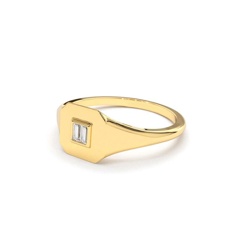 Baguette Diamond Pinky Ring in 14K Gold — view 2
