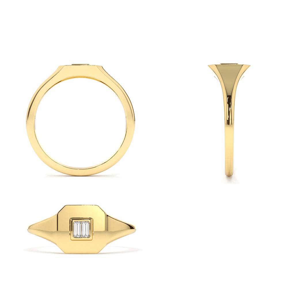 Baguette Diamond Pinky Ring in 14K Gold — view 3