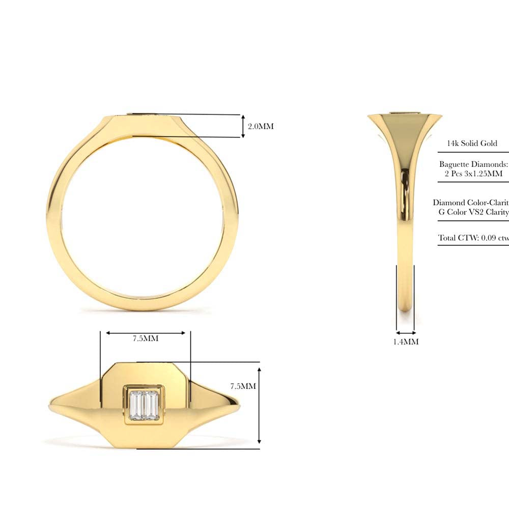 Baguette Diamond Pinky Ring in 14K Gold — view 4