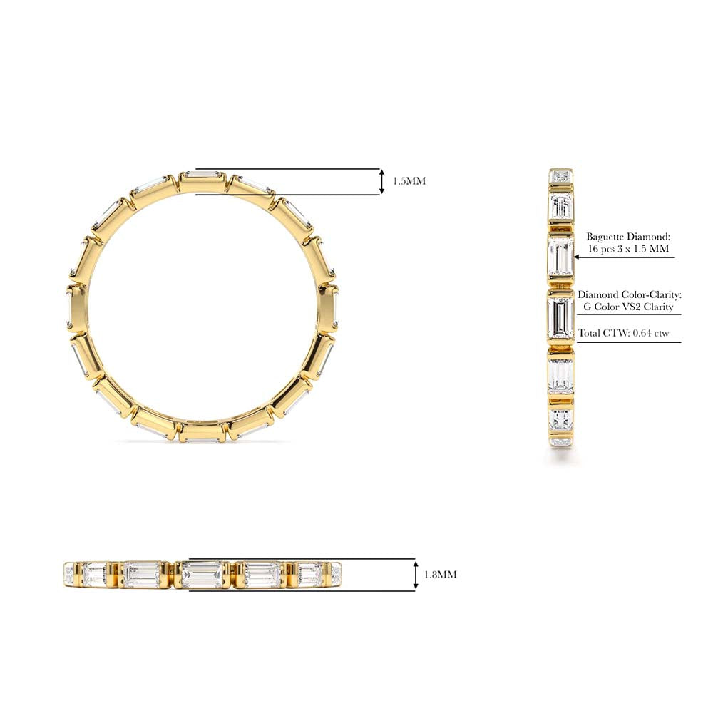 Bar Setting Baguette Diamond Eternity Ring in 14K Gold — view 4