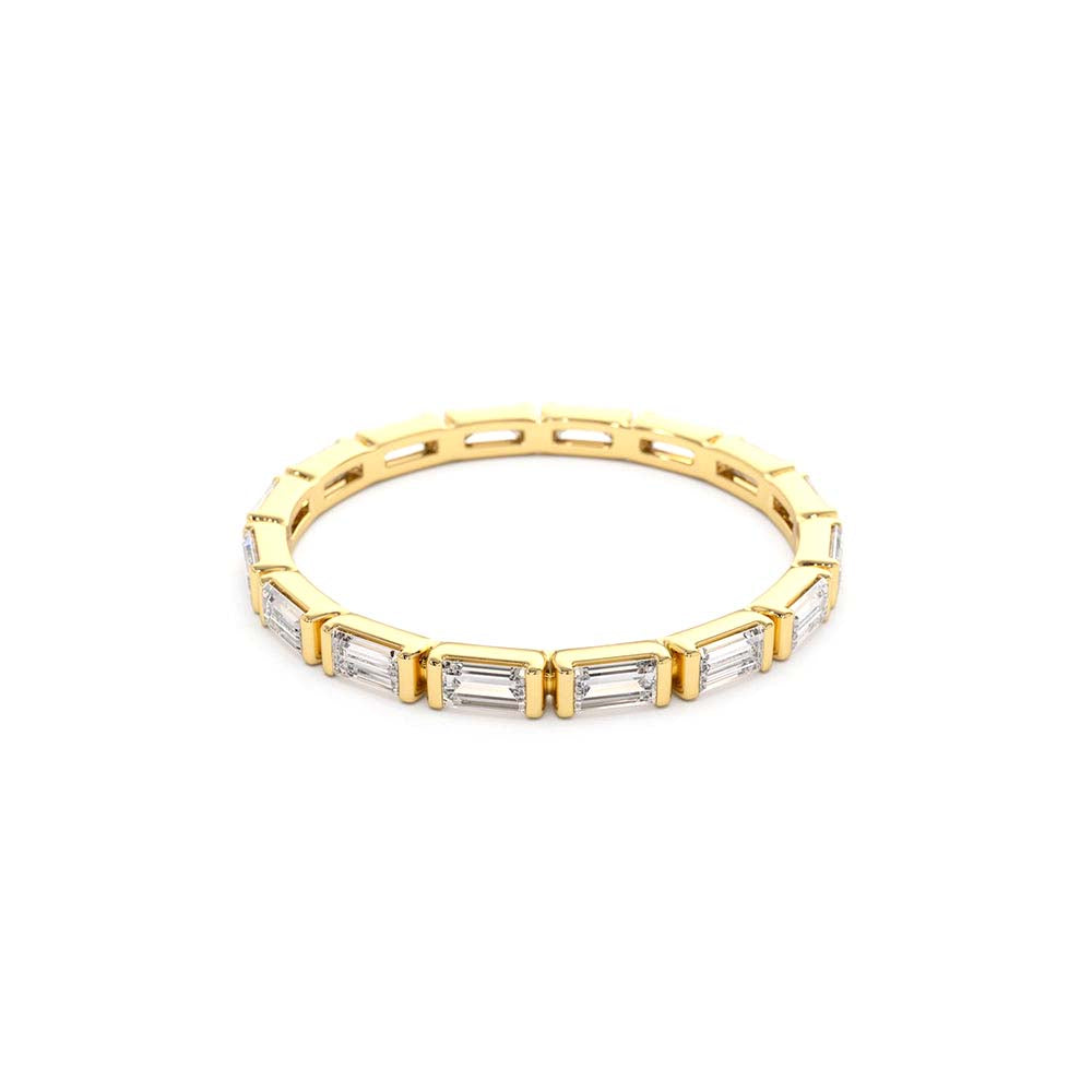 Bar Setting Baguette Diamond Eternity Ring in 14K Gold — view 2