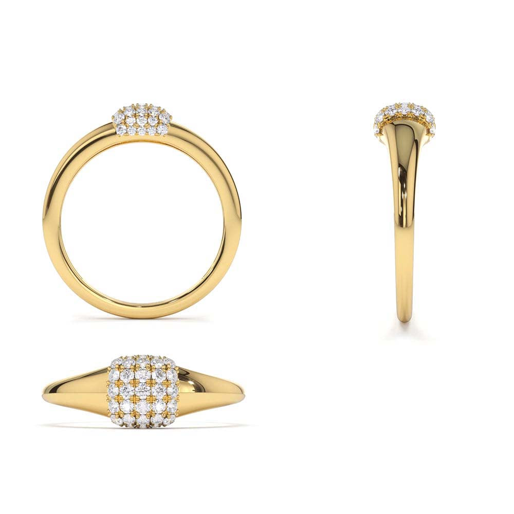 Pave Diamond Pinky Ring in 14K Gold — view 3