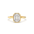 Emerald Cut Illusion Mosaic Solitaire Engagement Ring in 14K Gold — view 1