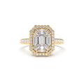 Emerald Cut Illusion Halo Setting Engagement Ring in 14K Gold — view 1