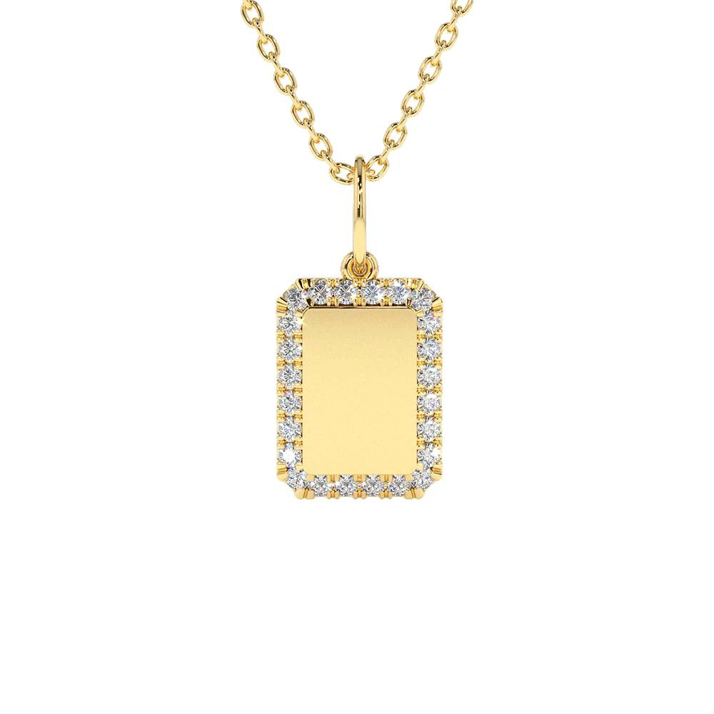 Diamond Tag Initial Necklace in 14K Gold — view 1