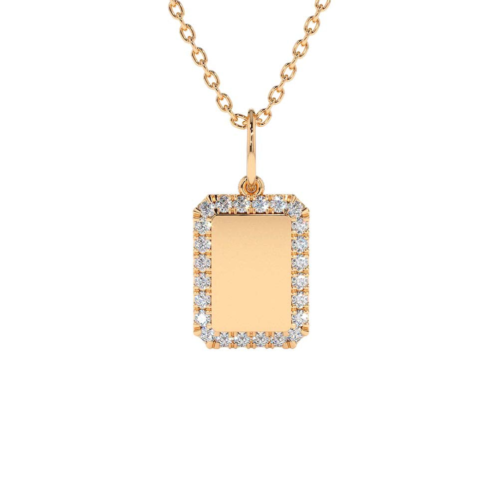 Diamond Tag Initial Necklace in 14K Gold — view 4