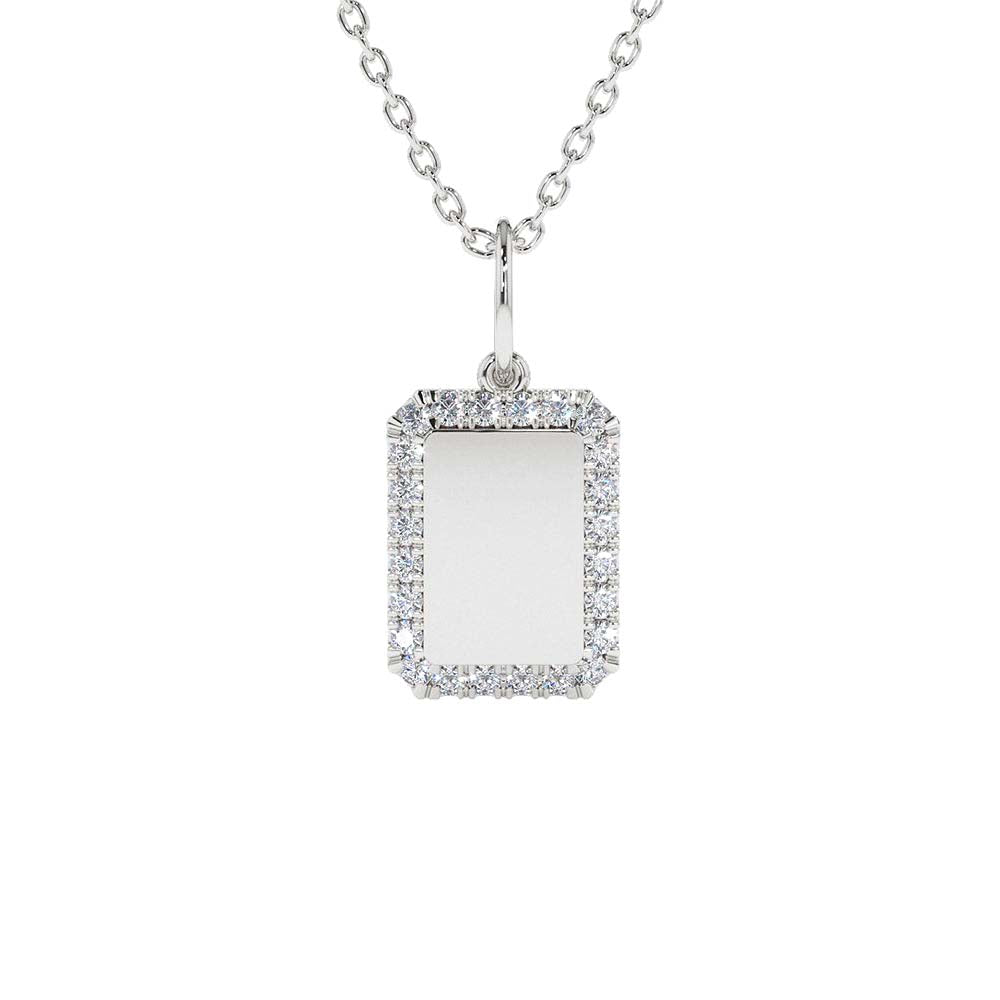 Diamond Tag Initial Necklace in 14K Gold — view 3