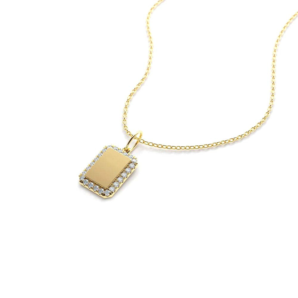 Diamond Tag Initial Necklace in 14K Gold — view 2